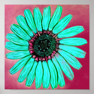 Schöne Handskizze Blume drucken Poster