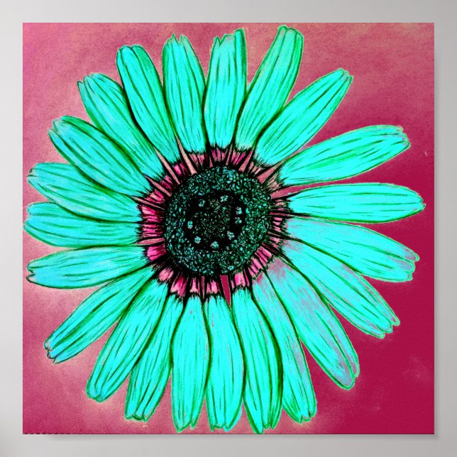 Schöne Handskizze Blume drucken Poster (Vorne)