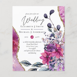 Schöne HAUSHALT Violet Pink Floral Agate Hochzeit Flyer