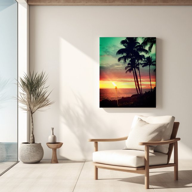 Schöne Hawaiian Sunset Stretch Canvas Print Leinwanddruck (Von Creator hochgeladen)