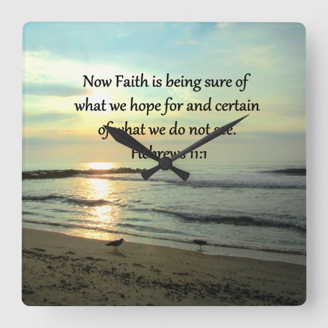 SCHÖNE HEBREWS 11:1 SONNE QUADRATISCHE WANDUHR (Vorderseite)