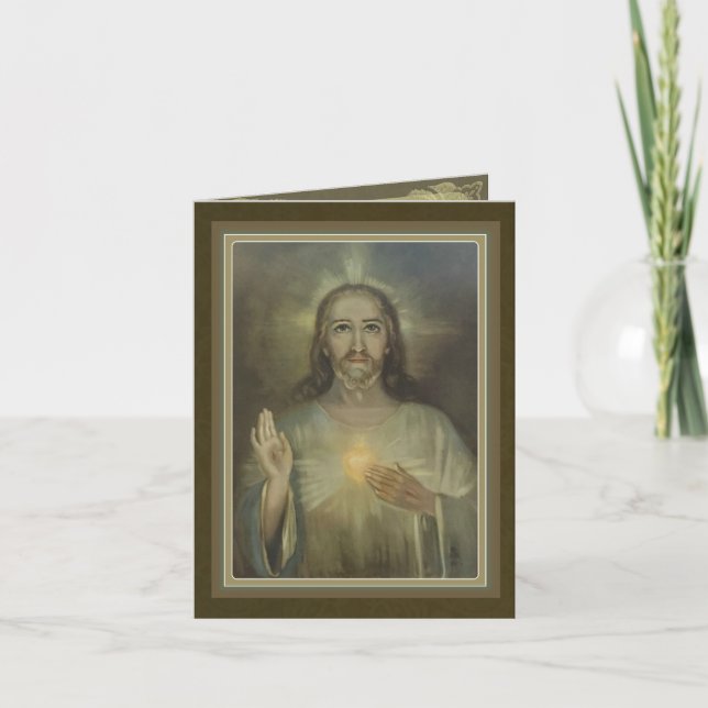 Schöne heilige Herzens Jesus Grußkarte Karte (Vorderseite)