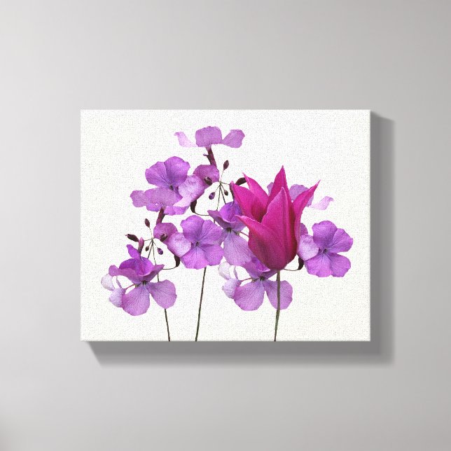 Schöne, heiß rosa Tulpe violette Blumen Leinwanddruck (Vorderseite)