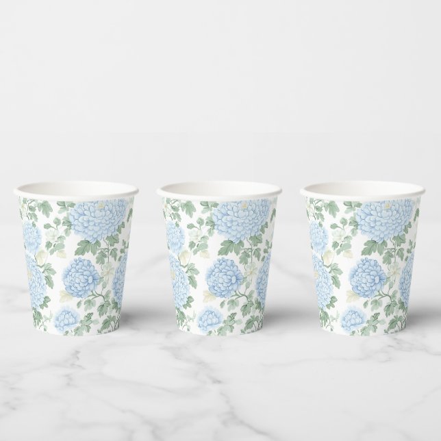 Schöne hellblaue Blumenhochzeit Pappbecher (Multi)