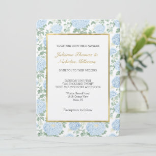 Schöne Hellblaue Weiße Blumen Hochzeit Einladung