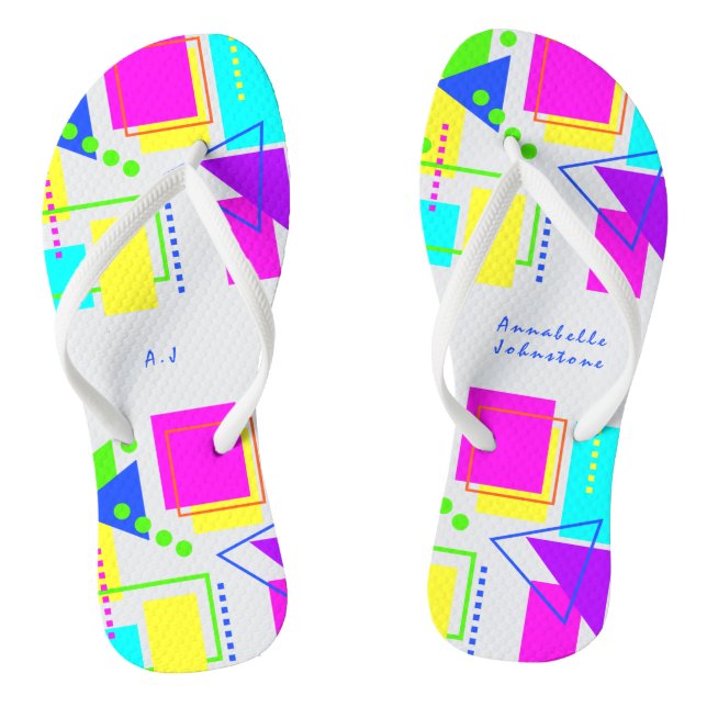 SCHÖNE, HELLE FARBENFARBENE GEOMETRISCHE FORMBLÄTT FLIP FLOPS (Fußbett)
