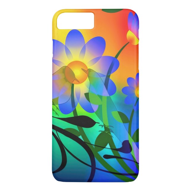 schöne helle farbige Blumenmuster Case-Mate iPhone Hülle (Rückseite)