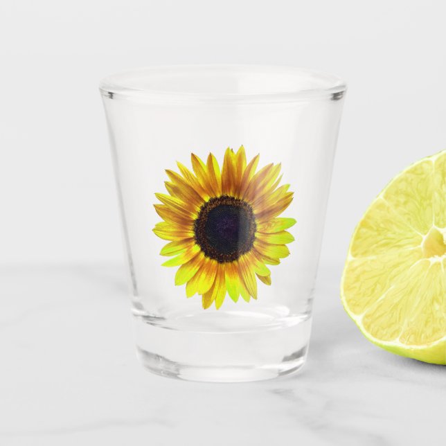 Schöne helle gelbe Sonnenblume - Schnapsglas (Vorderseite)