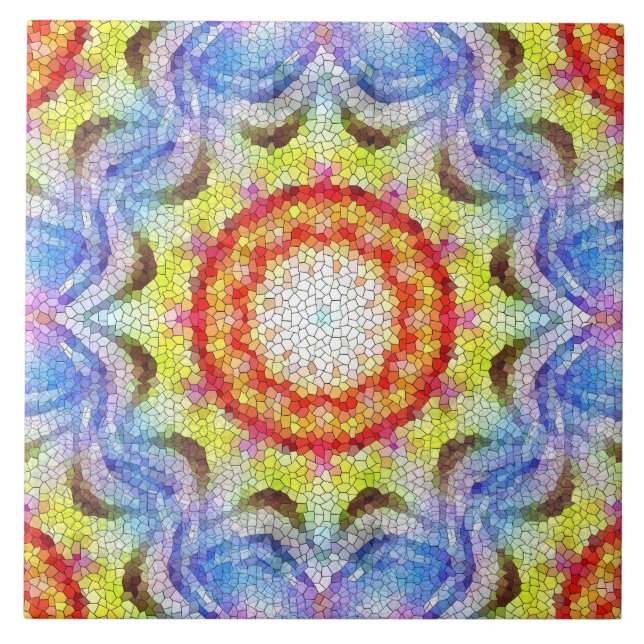 Schöne, helle Mosaiksteinblume Fliese (Vorderseite)