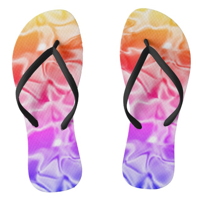 Schöne, helle Regenbogen Streifen Neonfarben Flip Flops (Fußbett)