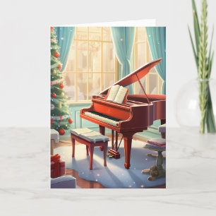 Schöne helle Weihnachtsmusik Grand Piano Feiertagskarte