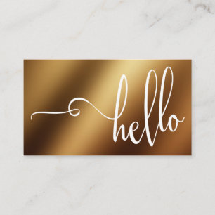 Schöne Hello-Typografie auf glatter Goldfolie Visitenkarte