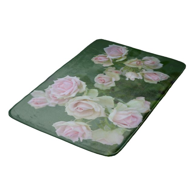 Schöne hellrosa Rose Badematte (Schrägansicht)