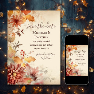 Schöne Herbst-Blume fallen blutige Hochzeiten Save The Date
