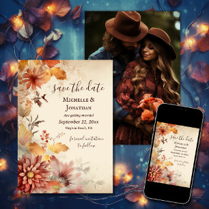 Schöne Herbst-Blume fallen florales Hochzeitsfest Save The Date