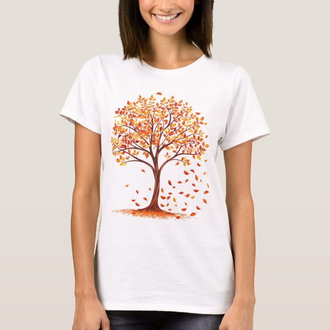 Schöne Herbstbaum Orange Herbstlaub Saison T-Shirt (Vorderseite)