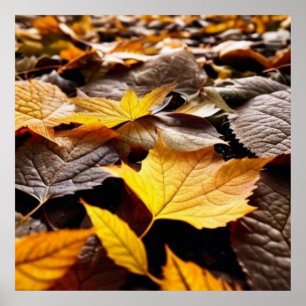 Schöne Herbstblätter auf dem Boden 4 Poster