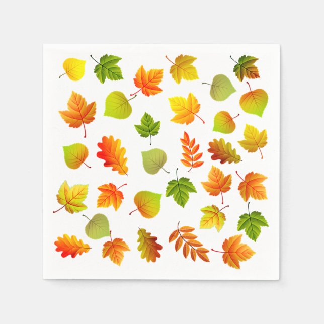 Schöne Herbstblätter auf Weiß Serviette (Vorderseite)