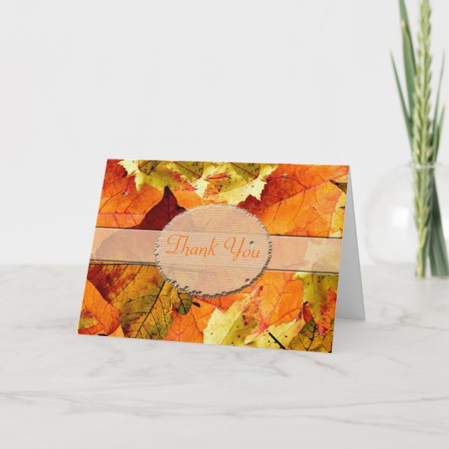 Schöne Herbstfarbe Blätter Hochzeit danke Ihnen Ka (Vorderseite)