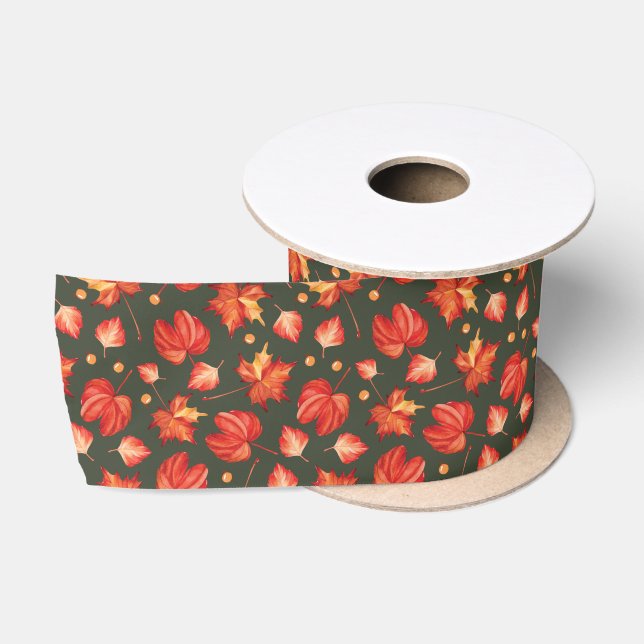 Schöne Herbstfarben Blätter Satin Ribbon Satinband (Spule)