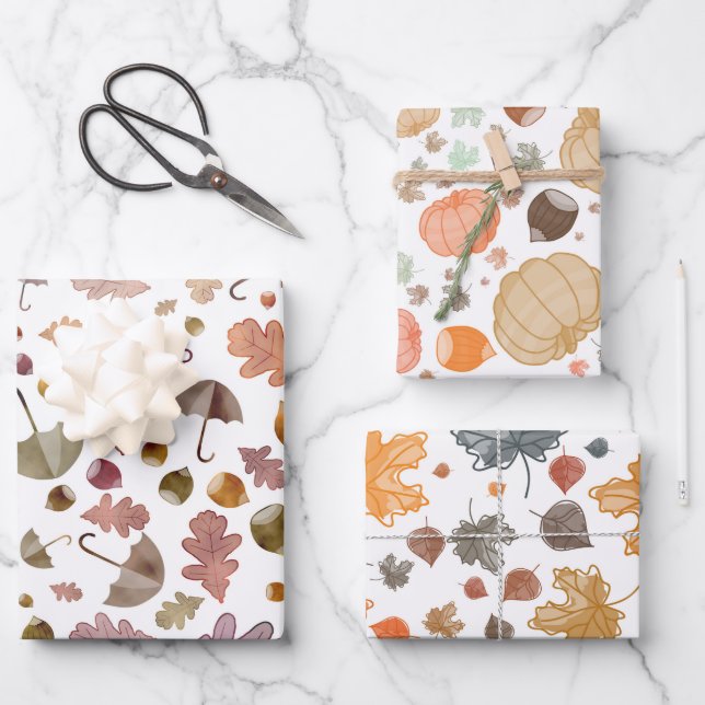 Schöne Herbstfarben Geschenkpapier Set (Vorderseite)