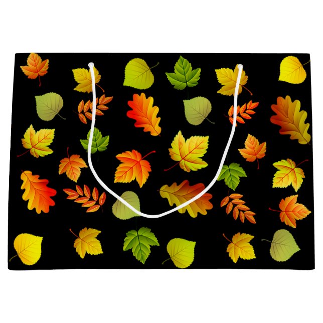 Schöne Herbstgänge auf schwarz Große Geschenktüte (Vorderseite)
