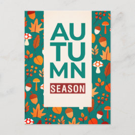 Schöne Herbstsaison mit Kiefern und Blätter Feiertagspostkarte