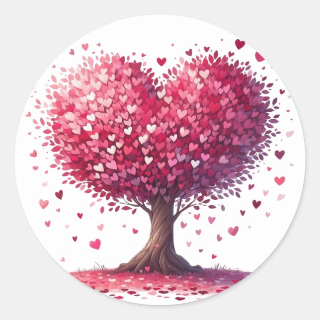 Schöne, herz geformte Baumkleber Runder Aufkleber (Vorderseite)