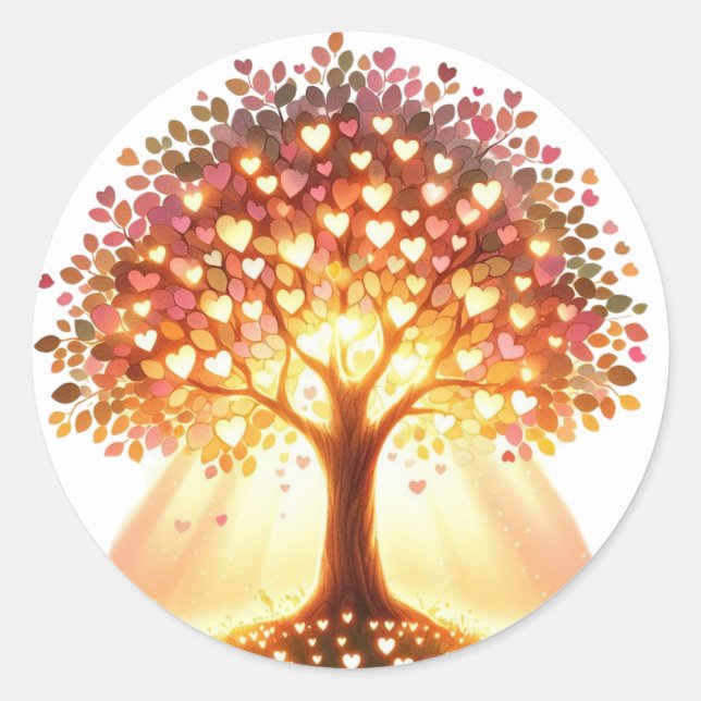 Schöne, herz geformte Baumkleber Runder Aufkleber (Vorderseite)