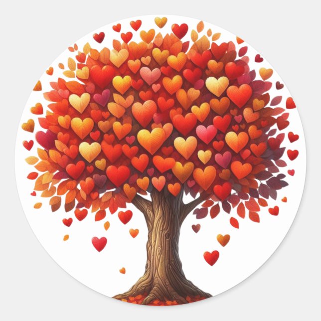 Schöne, herz geformte Baumkleber Runder Aufkleber (Vorderseite)