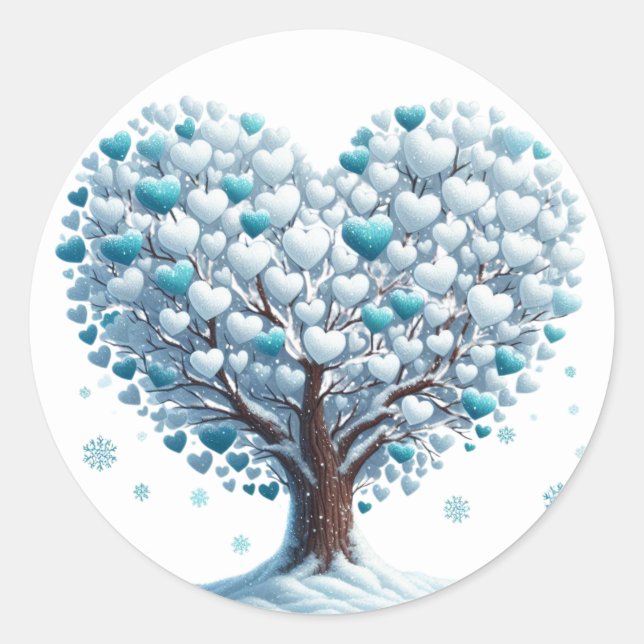 Schöne, herz geformte Baumkleber Runder Aufkleber (Vorderseite)