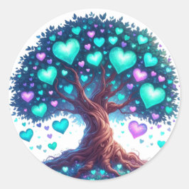 Schöne, herz geformte Baumkleber Runder Aufkleber