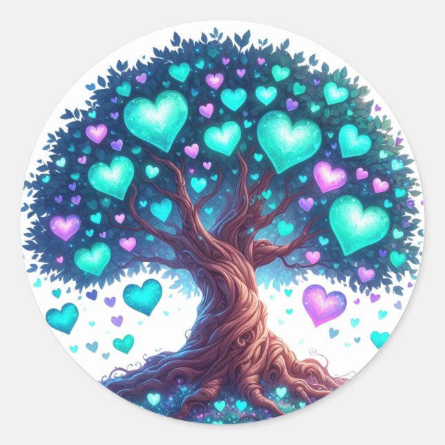 Schöne, herz geformte Baumkleber Runder Aufkleber (Vorderseite)
