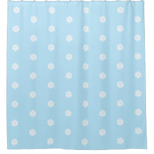 Schöne Herzblumen auf Hellblau Duschvorhang