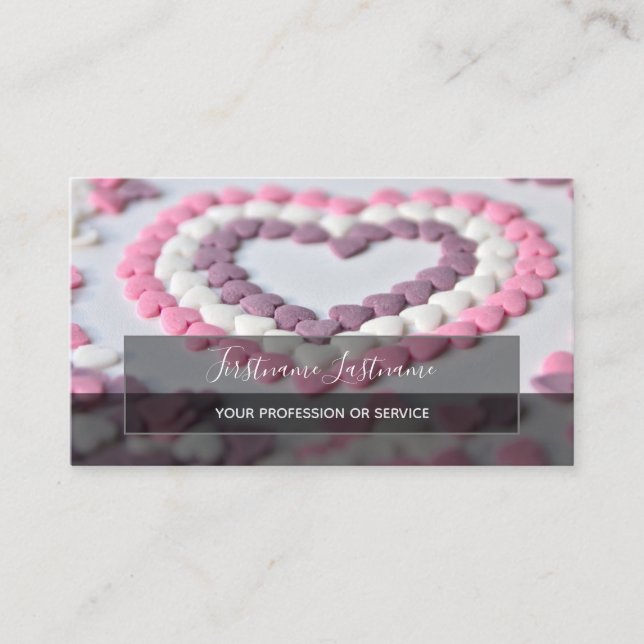 Schöne Herzen elegante Rechtecke halbdurchsichtig Visitenkarte (Vorderseite)