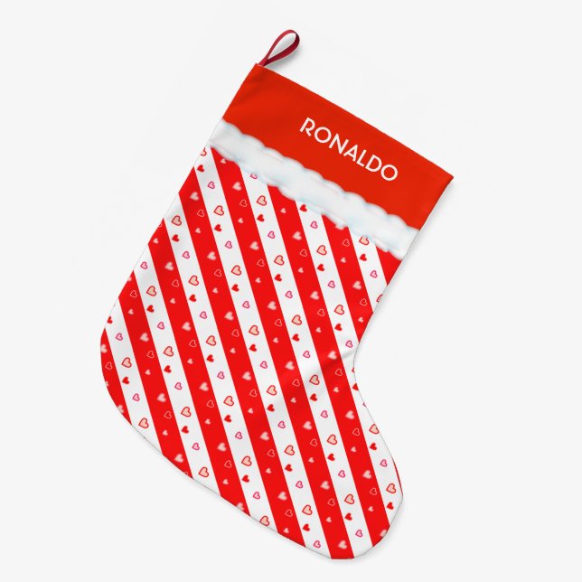 Schöne Herzen Großer Weihnachtsstrumpf (Vorderansicht (hängend))