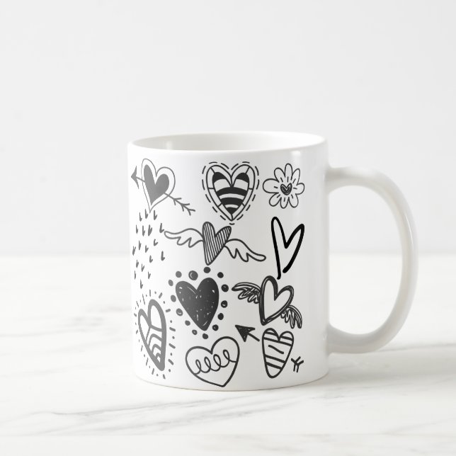 Schöne Herzen in schwarzer Tasse (Rechts)