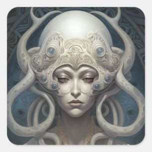 Schöne Hexe Dämon Königin Fantasy Kunst Quadratischer Aufkleber