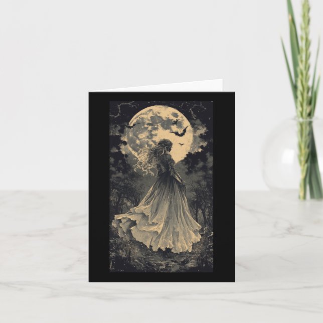 Schöne Hexe Gothic Fantasy Vampir Mondlicht  Karte (Vorderseite)