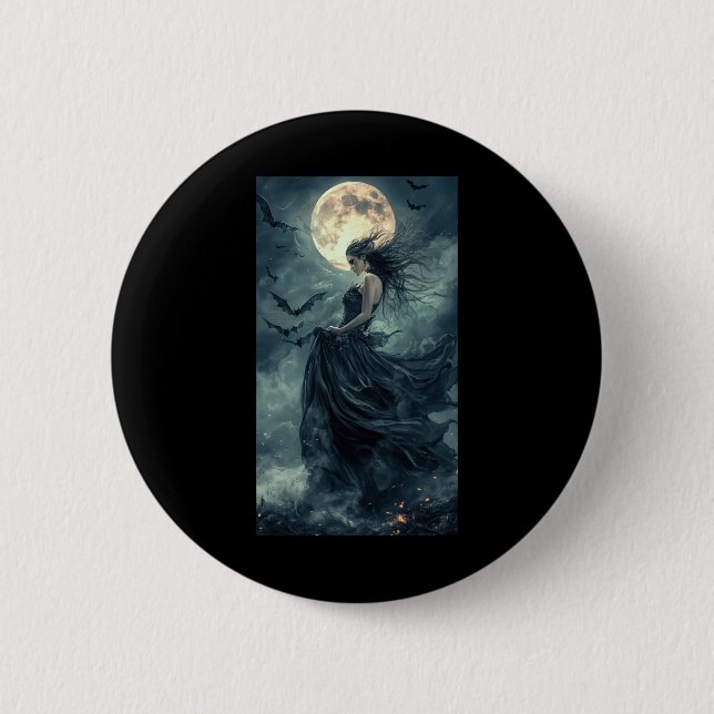 Schöne Hexe Gothic Fantasy Vampire Moonlight 1 Button (Vorderseite)