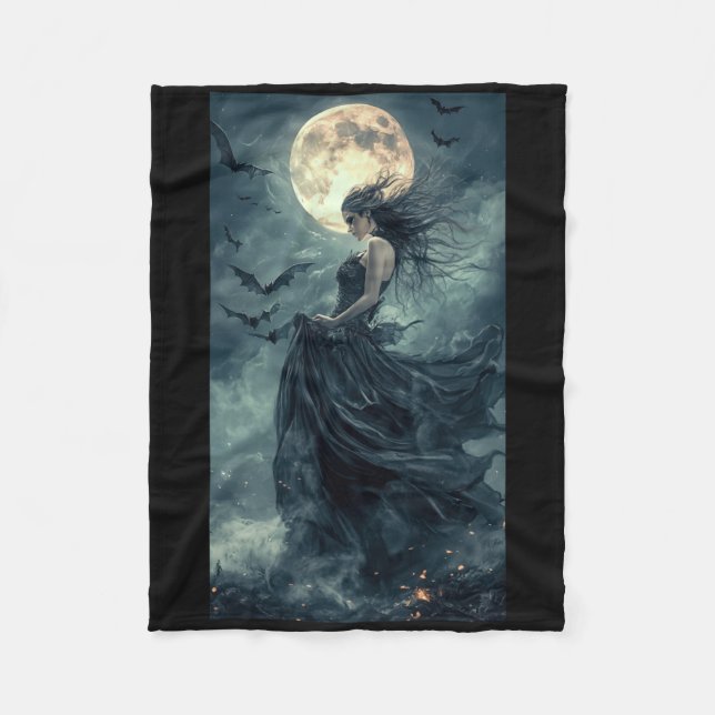 Schöne Hexe Gothic Fantasy Vampire Moonlight 1 Fleecedecke (Vorderseite)