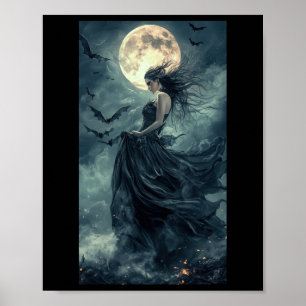 Schöne Hexe Gothic Fantasy Vampire Moonlight 1 Poster