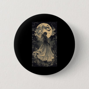 Schöne Hexe Gothic Fantasy Vampire Moonlight Button