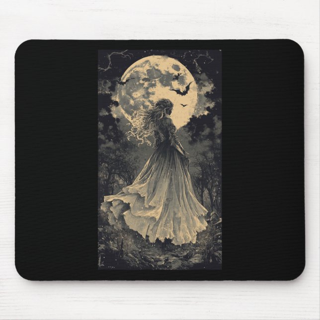 Schöne Hexe Gothic Fantasy Vampire Moonlight Mousepad (Vorne)