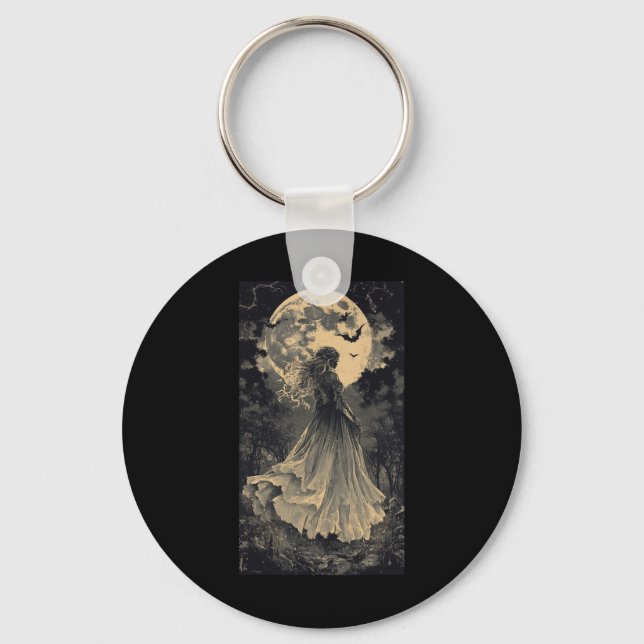 Schöne Hexe Gothic Fantasy Vampire Moonlight Schlüsselanhänger (Vorderseite)