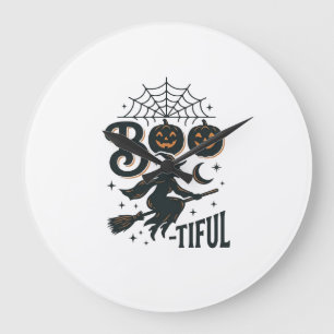 Schöne Hexen Halloween Vintage Gravur Design Große Wanduhr