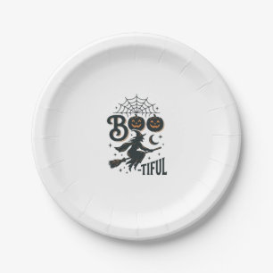 Schöne Hexen Halloween Vintage Gravur Design Pappteller