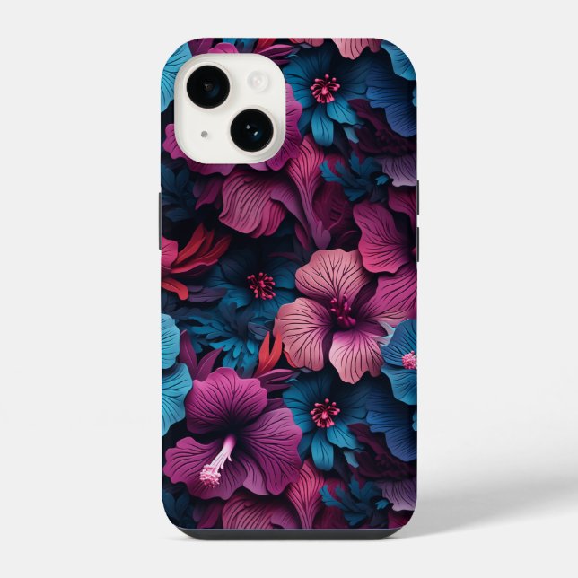 Schöne Hibiskus-Blumen-Muster iPhone Hülle (Rückseite)