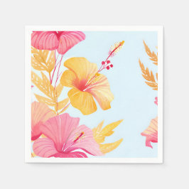 Schöne Hibiskus | Tropische Blume Wasserfarbe Serviette