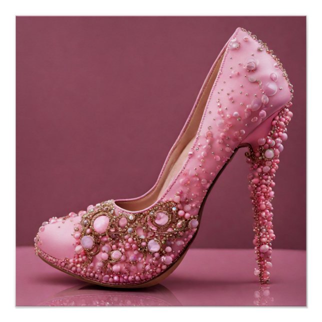 Schöne High Heel Pink Fashion Shoe Poster (Vorderseite)